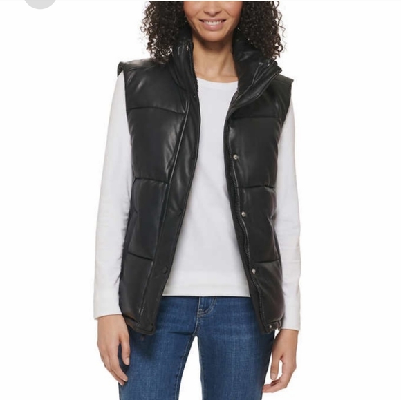 Marc New York Jackets & Blazers - Marc New York Womens' Faux Leather Puffer Vest